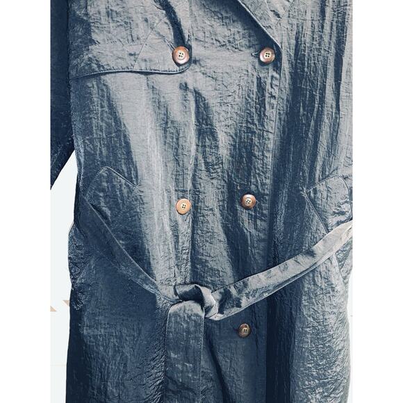 Sz 10 Vtg Maggie Lawrence Long Trench Rain Coat Black Belted Zip Out Lining EUC - Picture 3 of 16